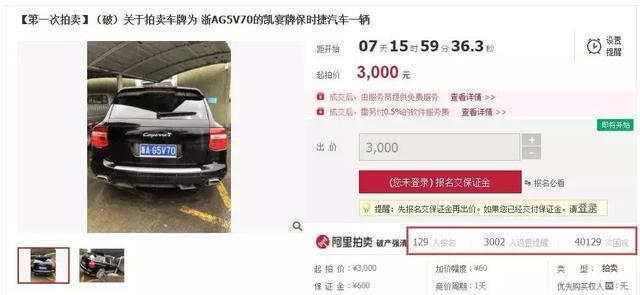 杭州一辆保时捷3000元就能买到？还白送一副浙A牌